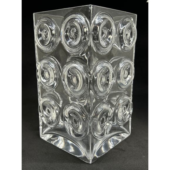 Denizli Handmde in Turkey Blown Glass Bubbled Large Vase - Picture 2 of 11